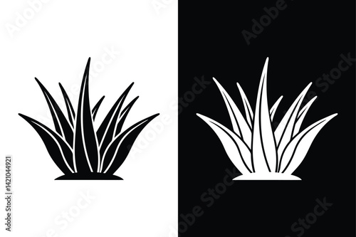 Simple Aloe Vera Vector Icon. Black Silhouette on White Background