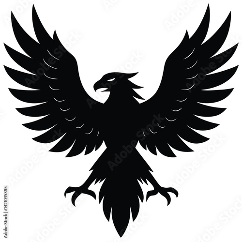 Eagle icons Flying eagle silhouette vector art illustration on white background.