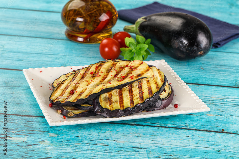 Grilled eggplant slices for snack