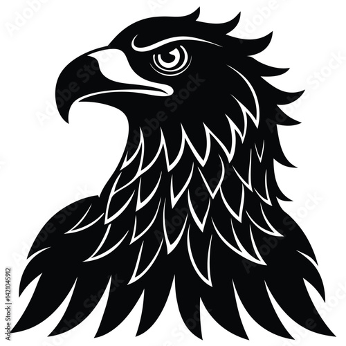 Eagle icons Flying eagle silhouette vector art illustration on white background.