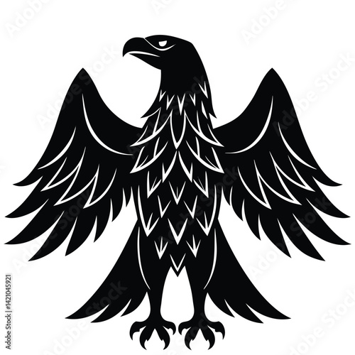 Eagle icons Flying eagle silhouette vector art illustration on white background.