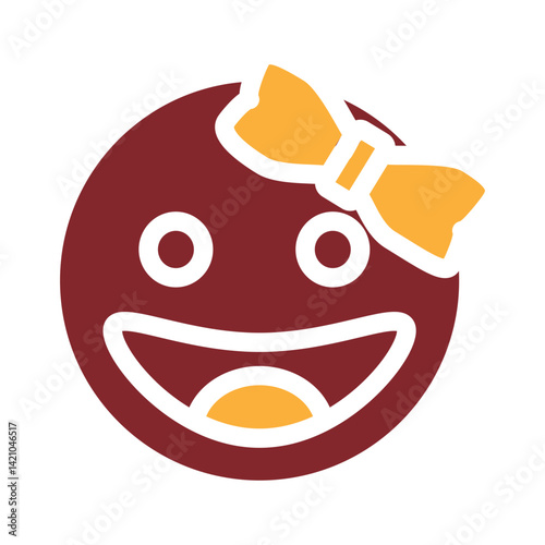 emoji bow Girl Vector Glyph Two Colors Icon Design