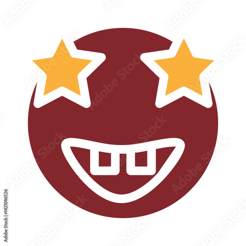 emoji Star Eyes with Teeths Vector Glyph Two Colors Icon Design
