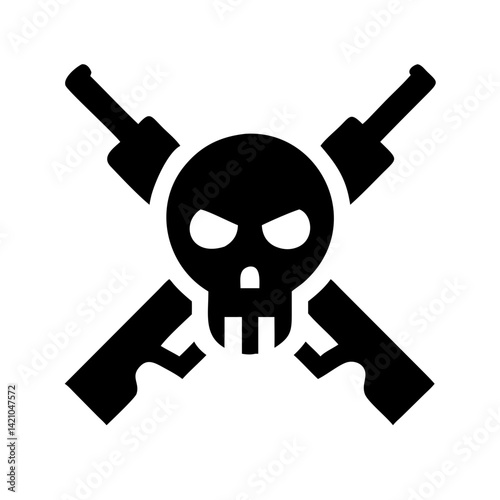 Skull with Crossed Rifles Icon Design