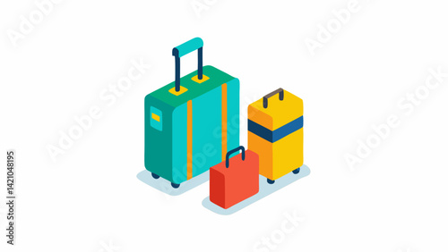 Vector set of travel luggage icons showing vacation suitcases, travel bags, summer holidays, tourist equipment, and journey preparations in editable line illustrations.