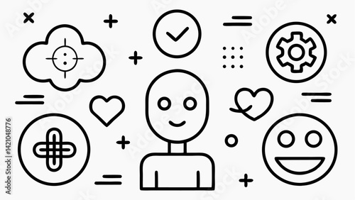 Editable line icons vector collection focused on mental health including psychological support, emotional balance symbols, therapy, self-care elements, and wellbeing design.