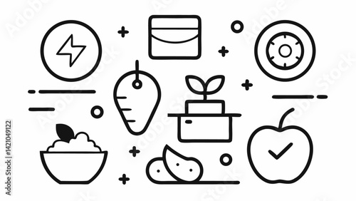 High quality nutrition and diet icon collection in a fully editable vector style designed to support health awareness, wellness articles, and fitness applications