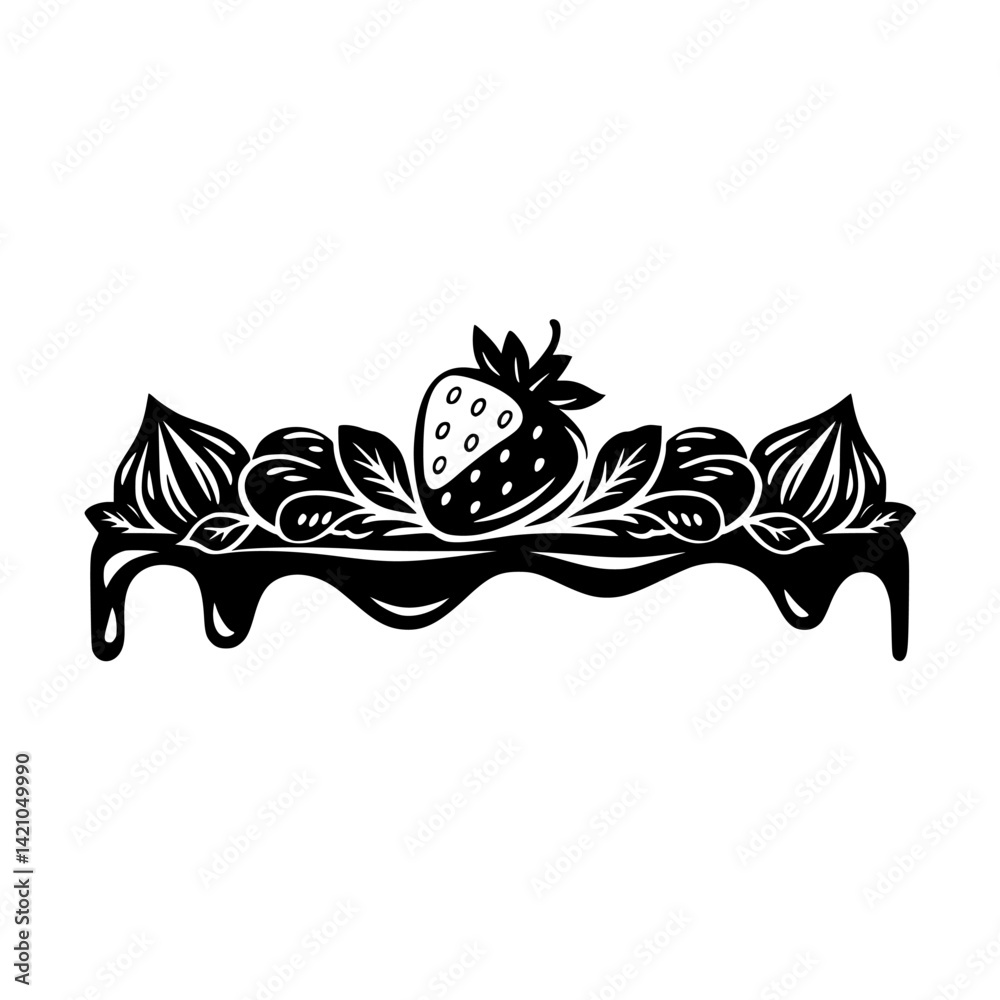 Elegant Dessert Silhouette: Strawberry, Cream & Chocolate Drizzle