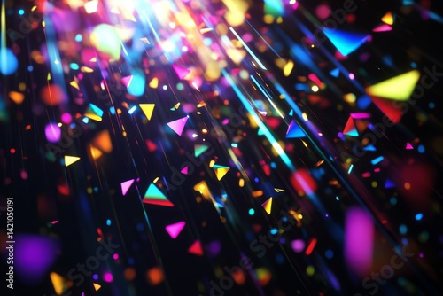 Vibrant confetti explosion on black background