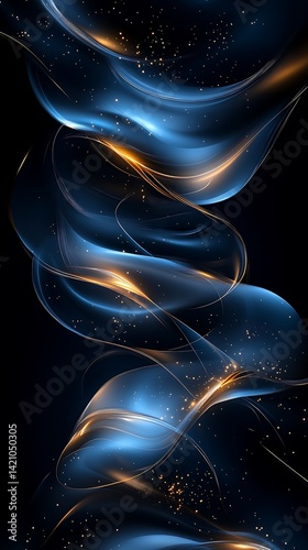 a set of blue and gold abstract waves