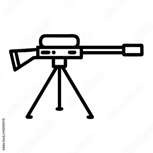 Sniper Rifle on Tripod Stand Icon Design