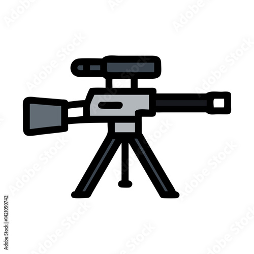 Sniper Rifle on Tripod Stand Icon Design
