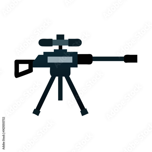 Sniper Rifle on Tripod Stand Icon Design