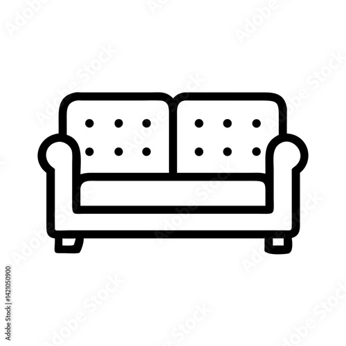 Sofa with Cushion Arms Icon Design