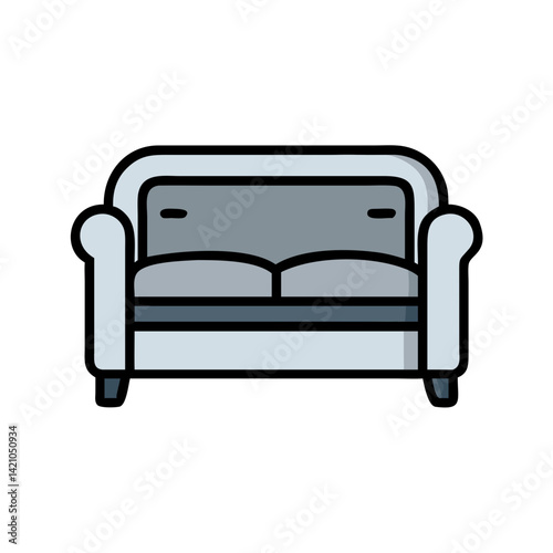 Sofa with Cushion Arms Icon Design