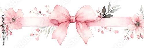 Delicate Pastel Floral Ribbon with Bow