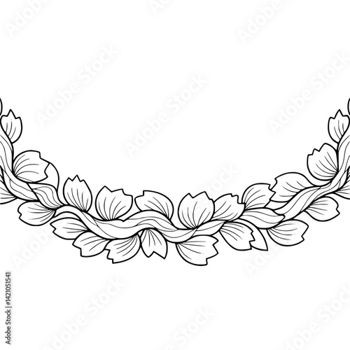 Foto Floral Wreath Vector Illustration, Elegant Black and White Design