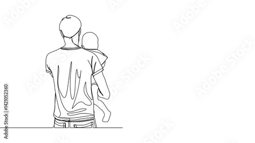 Wallpaper Mural Father and son one line art concept motion graphic animated 4k template. Happy father and son line art video. Fatherhood concept line art animation. Torontodigital.ca
