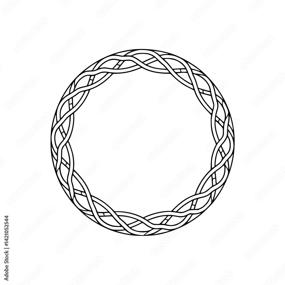 Elegant Braided Circle Frame, Minimalist Design, Abstract Decorative Element Elegant Braided Circle Frame, Minimalist Design, Abstract Decorative Element