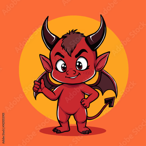 devil mascot giving thumbs-up high-quality vector art