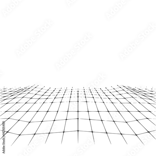 Abstract Wireframe Mesh - Minimalist Digital Landscape on White