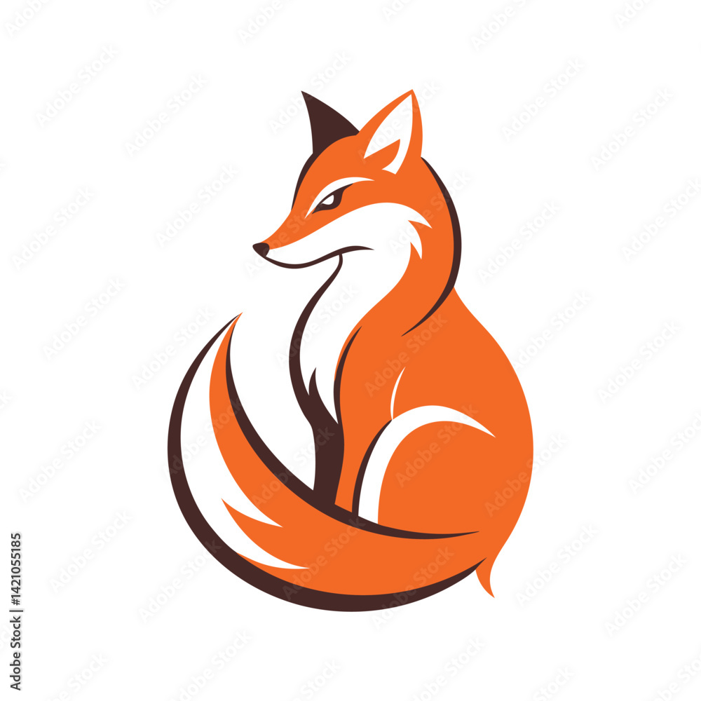 Elegant Vector Illustration of a Sitting Fox Elegant Vector Illustration of a Sitting Fox