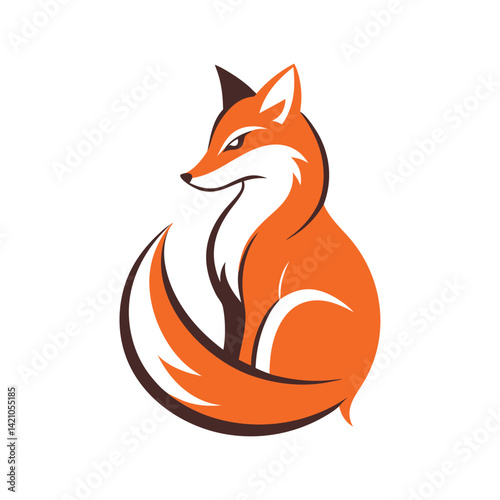Elegant Vector Illustration of a Sitting Fox