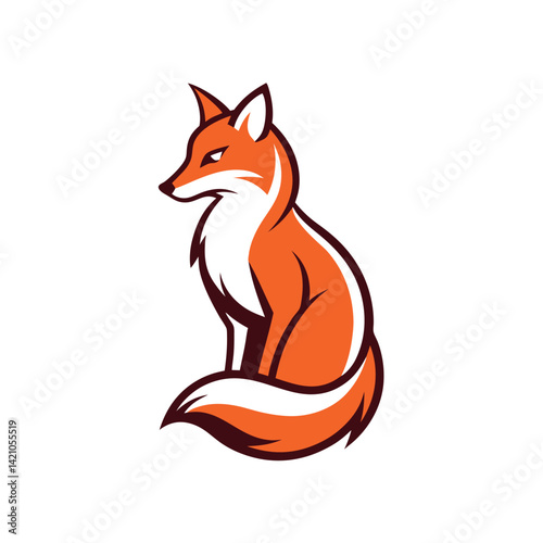 Elegant Vector Illustration of a Sitting Fox