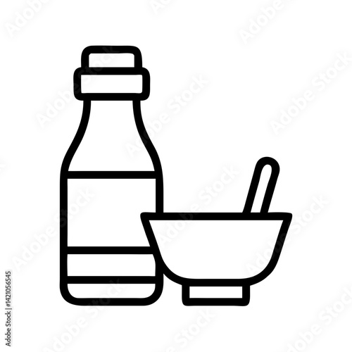 Syrup Bottle and Dipping Bowl Icon Design