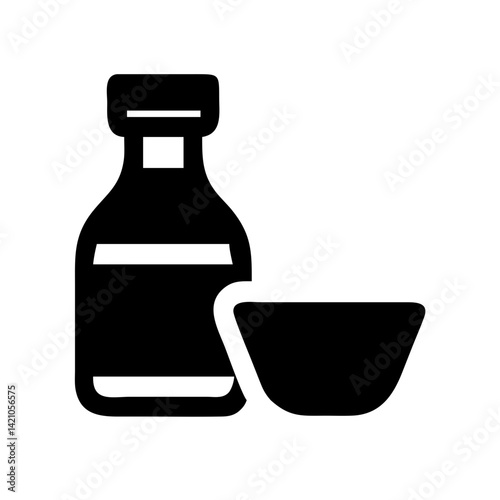 Syrup Bottle and Dipping Bowl Icon Design