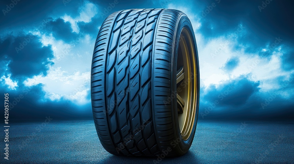 Performance tire on a dark background Performance tire on a dark background