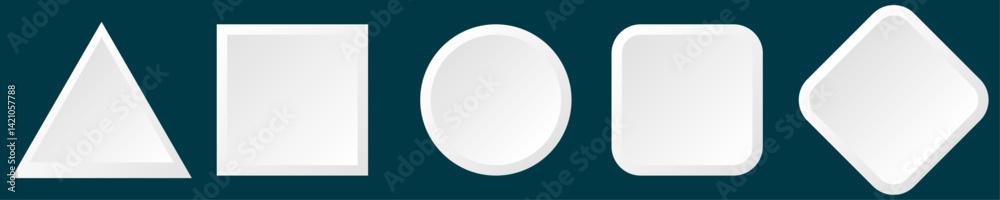 Button set of geometric shape | 3d button shape abstract design with glow metallic neon | Modern presentation icon set for banner, flyer, texture, futuristic, signal design with white-blue color Button set of geometric shape | 3d button shape abstract design with glow metallic neon | Modern presentation icon set for banner, flyer, texture, futuristic, signal design with white-blue color