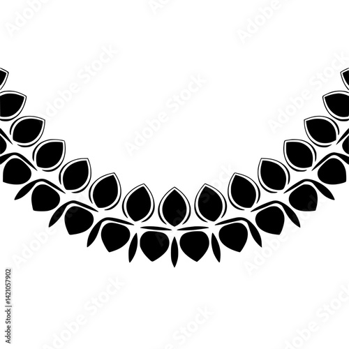 Black Leaf Garland Border on Gradient Background