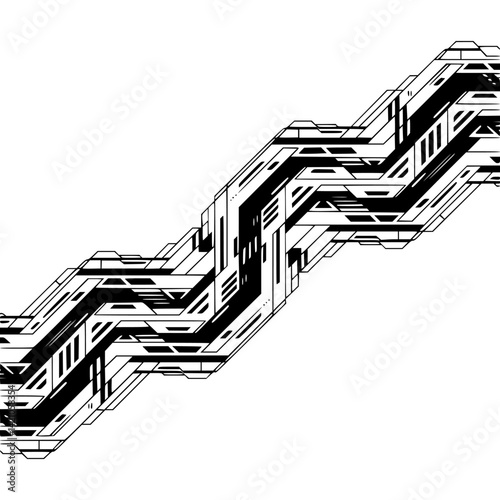 Geometric Tech Abstract - Circuitry Path Illustration, Clean Design