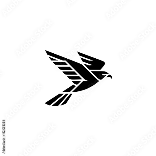 Geometric Falcon Logo, Minimalist Emblem, Flying Bird Silhouette