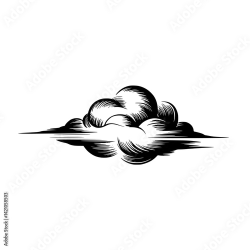 Engraved Cloud Illustration: Weather, Sky, Nature Icon