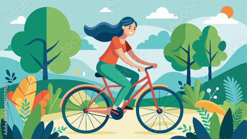 Vector poster design showing happy woman promoting planet earth care, sustainability, and ecology – great for Earth Day, environment, and green living visuals