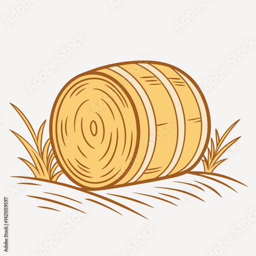 "Hay Bale on White Background - Premium AI Graphic Design File for Digital Use"