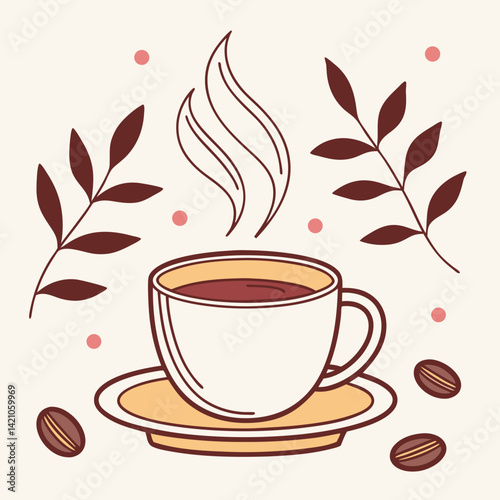 Download a high-quality AI design file of a hot drink on a white background, perfect for microstock platforms and digital product use.