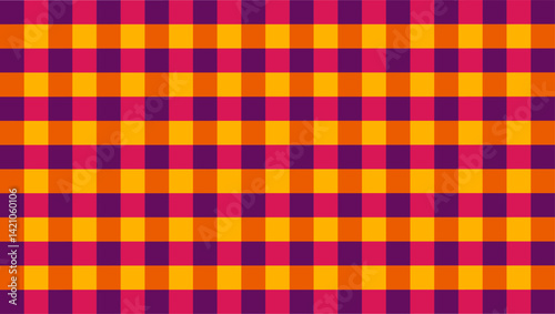 Sunset tones enhance gingham backgrounds and add warmth to wallpaper.