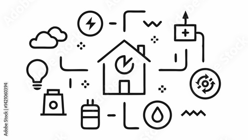 Clean vector icon set for public utilities including energy, water, and essential service infrastructure symbols
