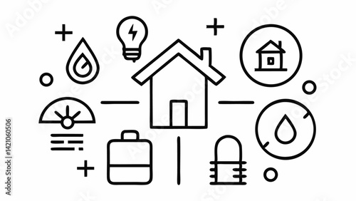 Modern editable icons for utilities including public water, gas, energy, and essential infrastructure components