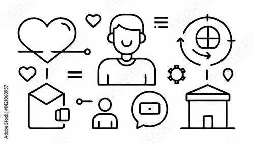 Minimalist Vector Icons Representing Love Relationships and Interpersonal Connections Fully Editable for Use in Therapy Sites Lifestyle Blogs and Communication Apps