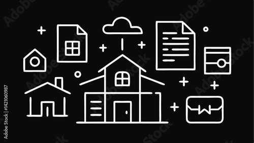 Rental Real Estate Editable Vector Icon Set in Clean Line Art Style Perfect for Online Property Portals Tenant Management Systems and Real Estate Marketing Campaigns