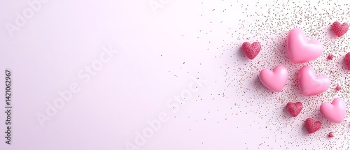 Hearts on Pastel Background
