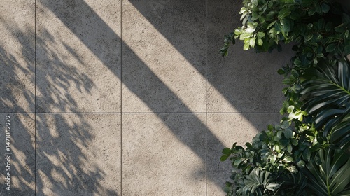 Close view of high-fidelity concrete tiles that emulate limestone surfaces