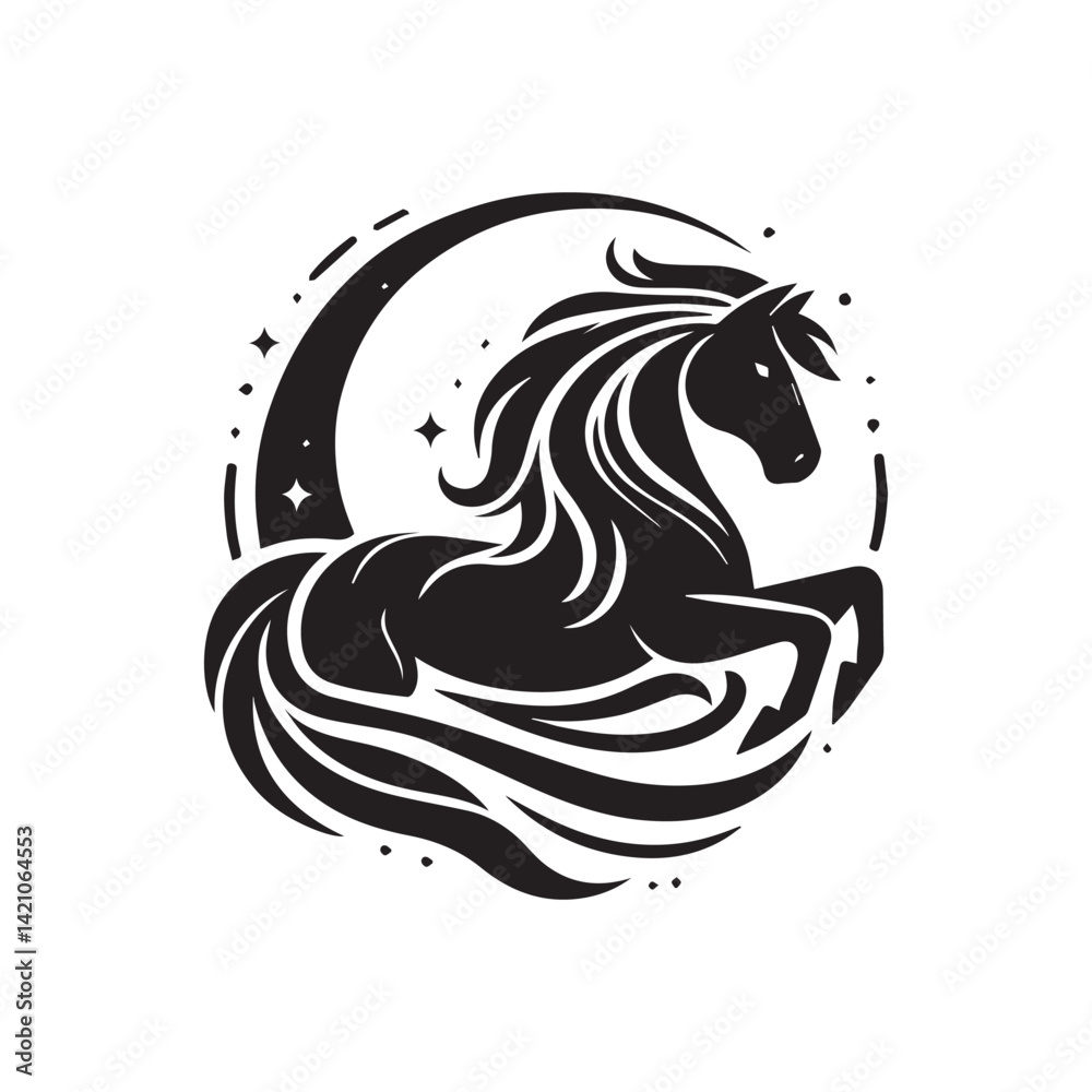 Obraz premium create simple black Horse Silhouette Vector with white background 