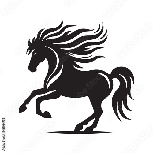 create simple black Horse Silhouette Vector  with white background 