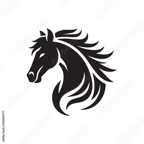 create simple black Horse Silhouette Vector  with white background 