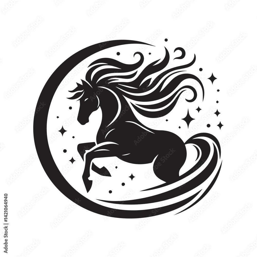 Obraz premium create simple black Horse Silhouette Vector with white background 